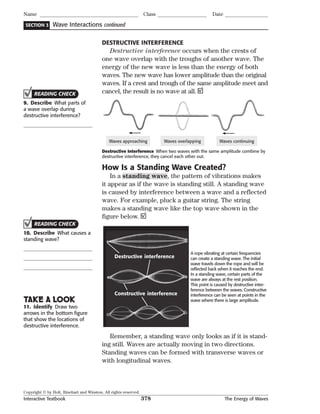 Interactive Textbook Ch. 20 The Energy of Waves | PDF
