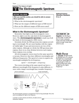 Interactive Textbook Ch. 22 The Nature of Light | PDF