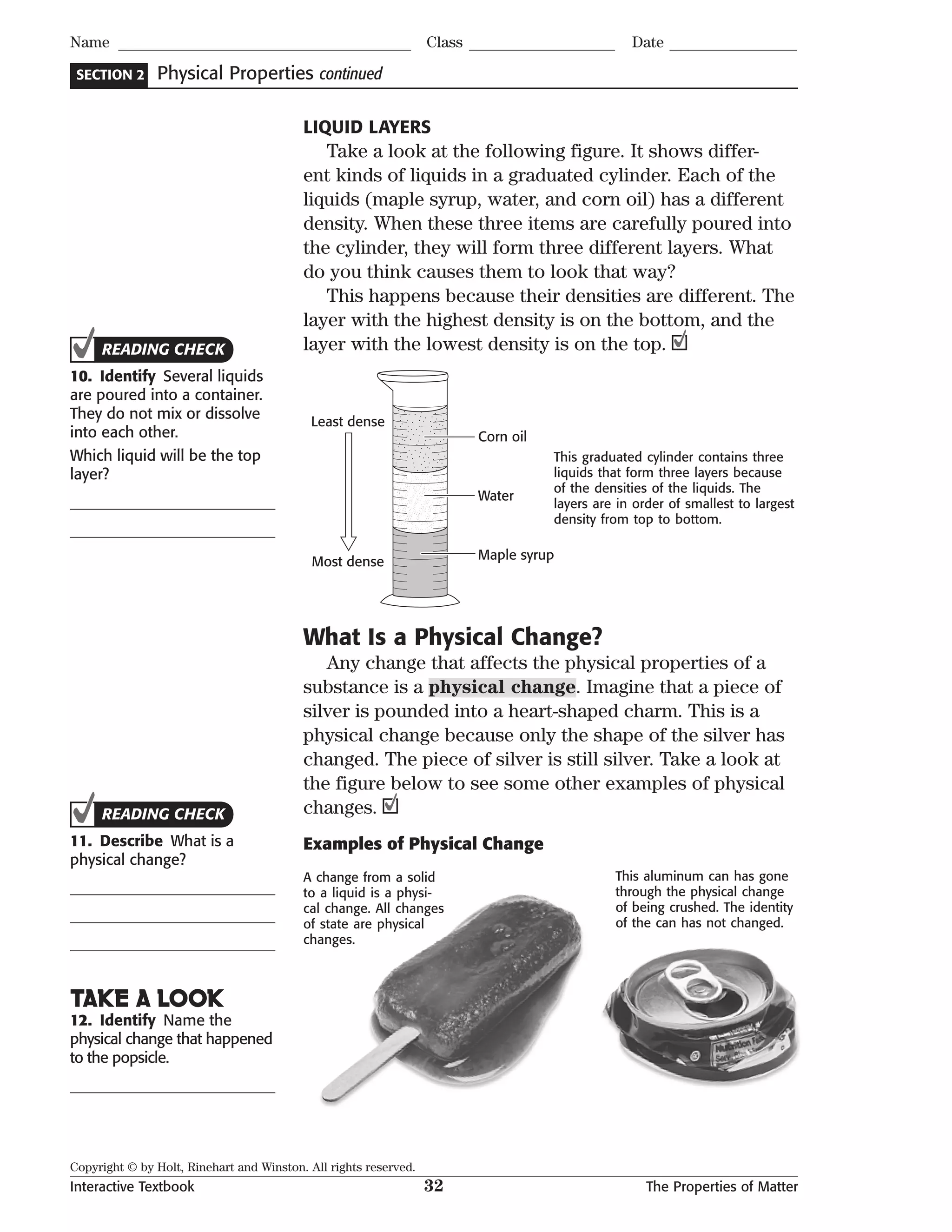 Interactive textbook ch. 2 & 3 the properties & states of matter | PDF