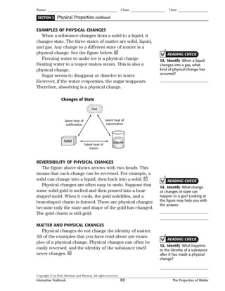 Interactive textbook ch. 2 & 3 the properties & states of matter | PDF