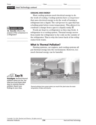 Interactive textbook ch. 10 heat and heat technology | PDF