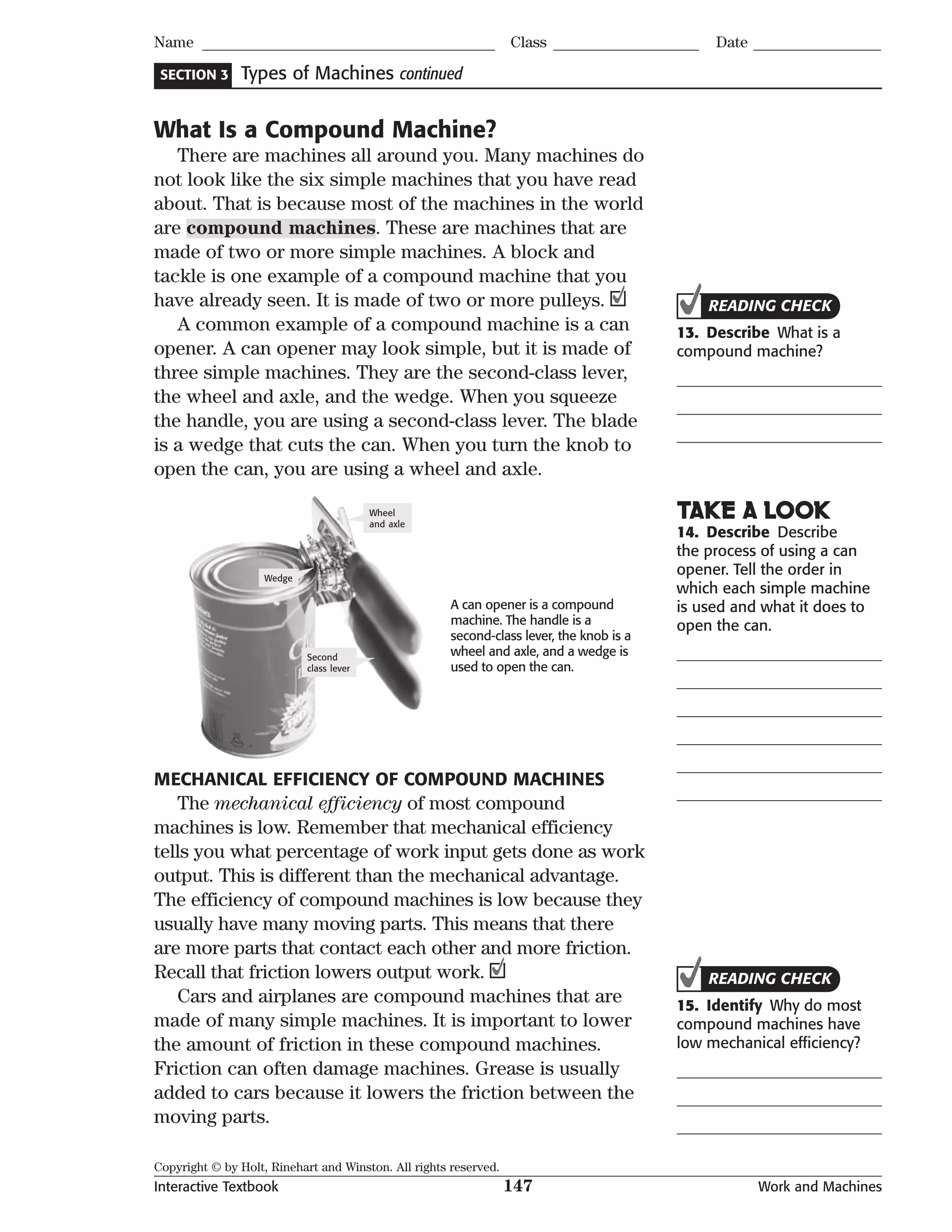 Interactive Textbook Ch. 8 Work and Machines | PDF