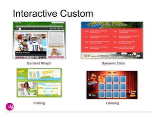 Interactive Custom
Polling Gaming
Dynamic DataContent Morph
 