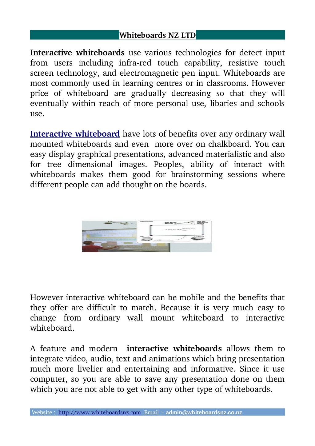 Interactive whiteboards