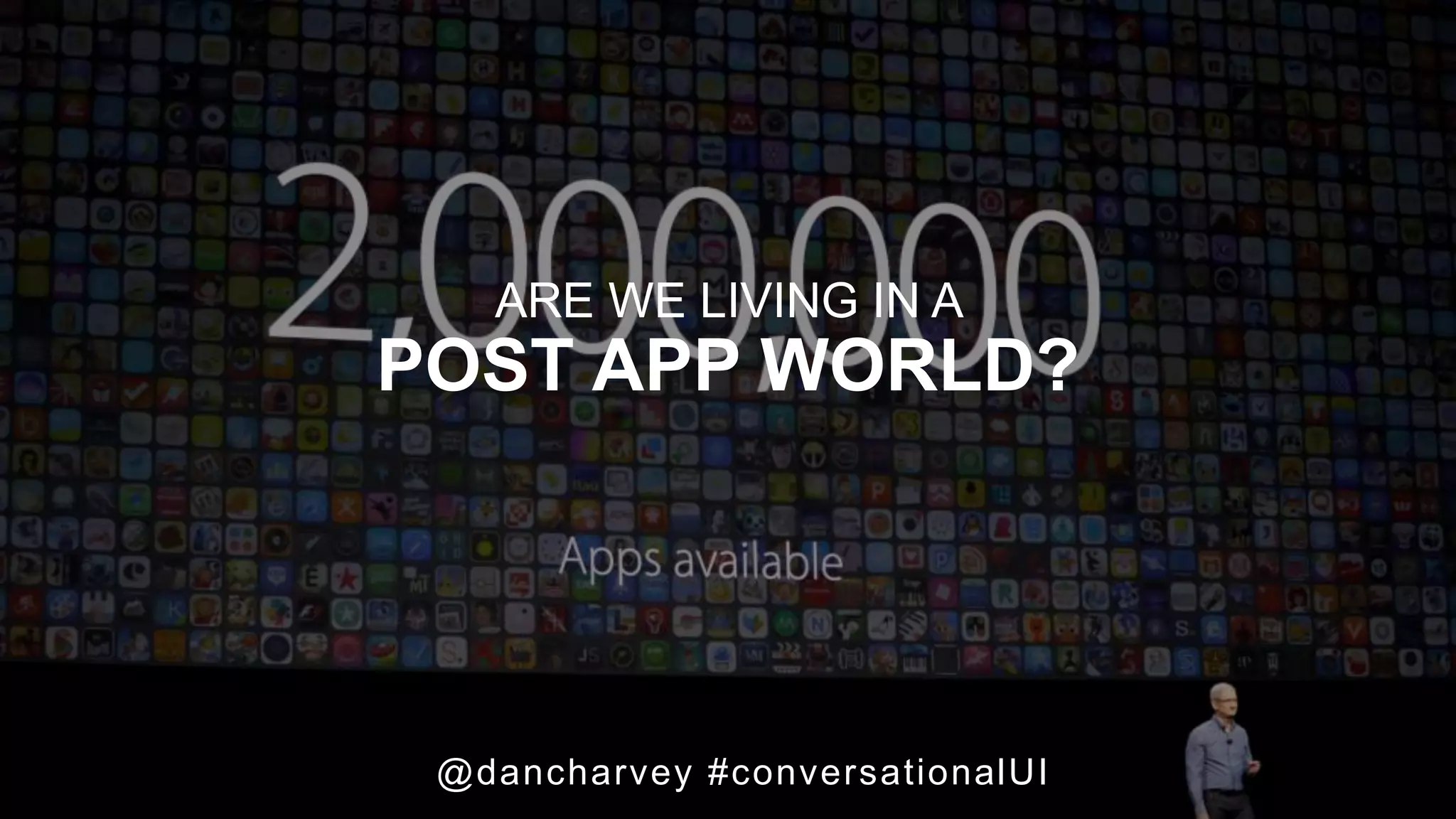 Post-app world
ARE WE LIVING IN A
POST APP WORLD?
@dancharvey #conversationalUI
 