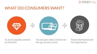 To access quality content
on-demand
To consume video content on-
the-go, on any screen
WHAT DO CONSUMERS WANT?
To be entertained and
live experiences
5
 