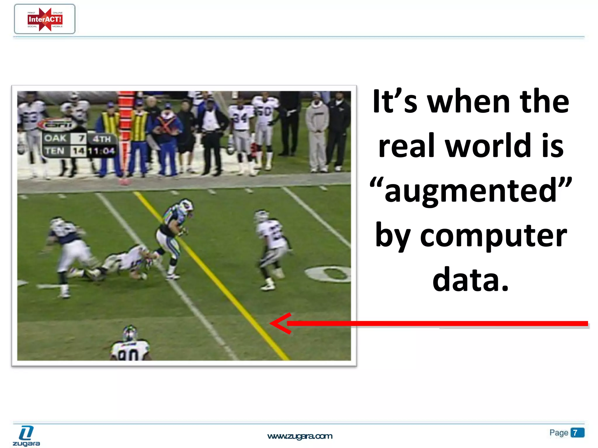 It’s when the real world is “augmented” by computer data. 