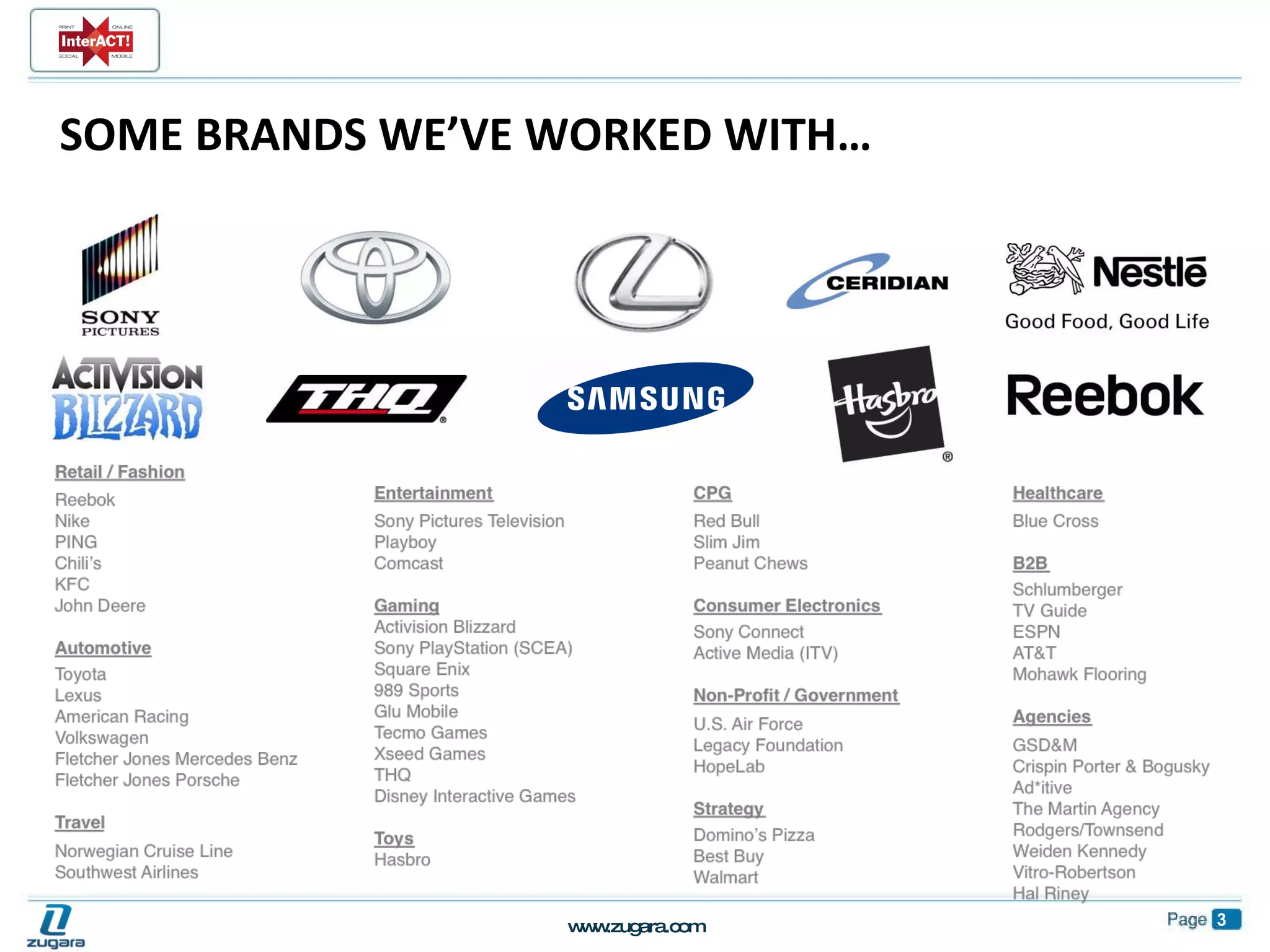 SOME BRANDS WE’VE WORKED WITH… 