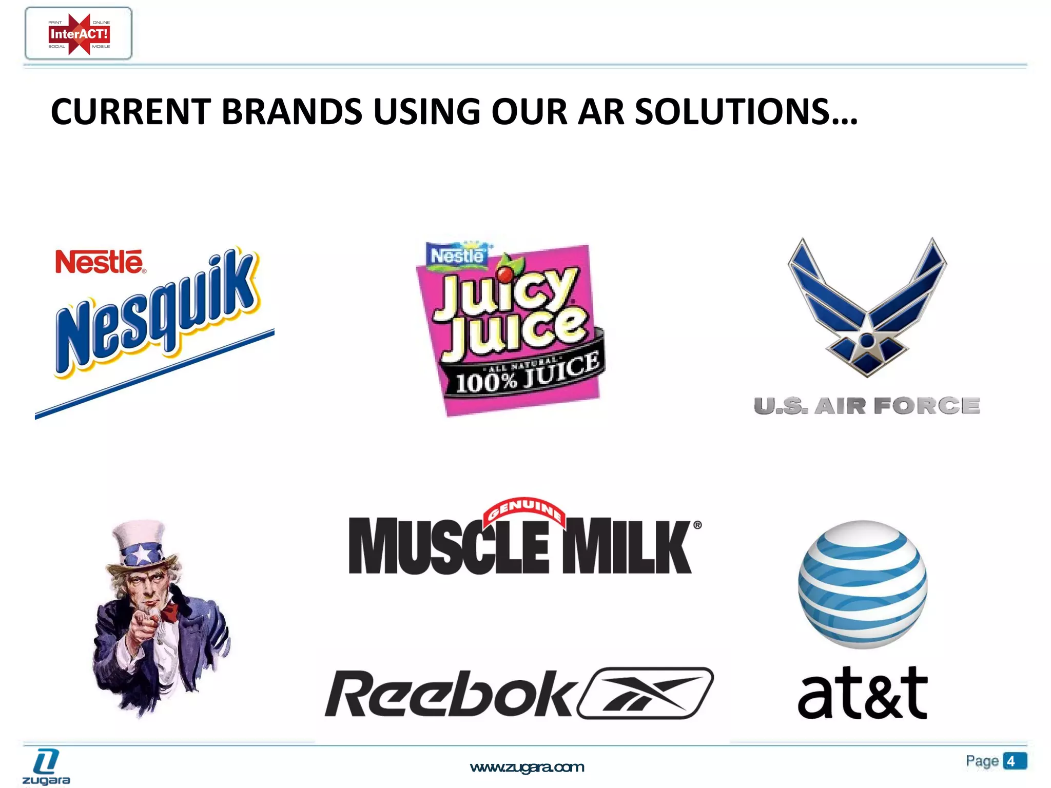 CURRENT BRANDS USING OUR AR SOLUTIONS… 