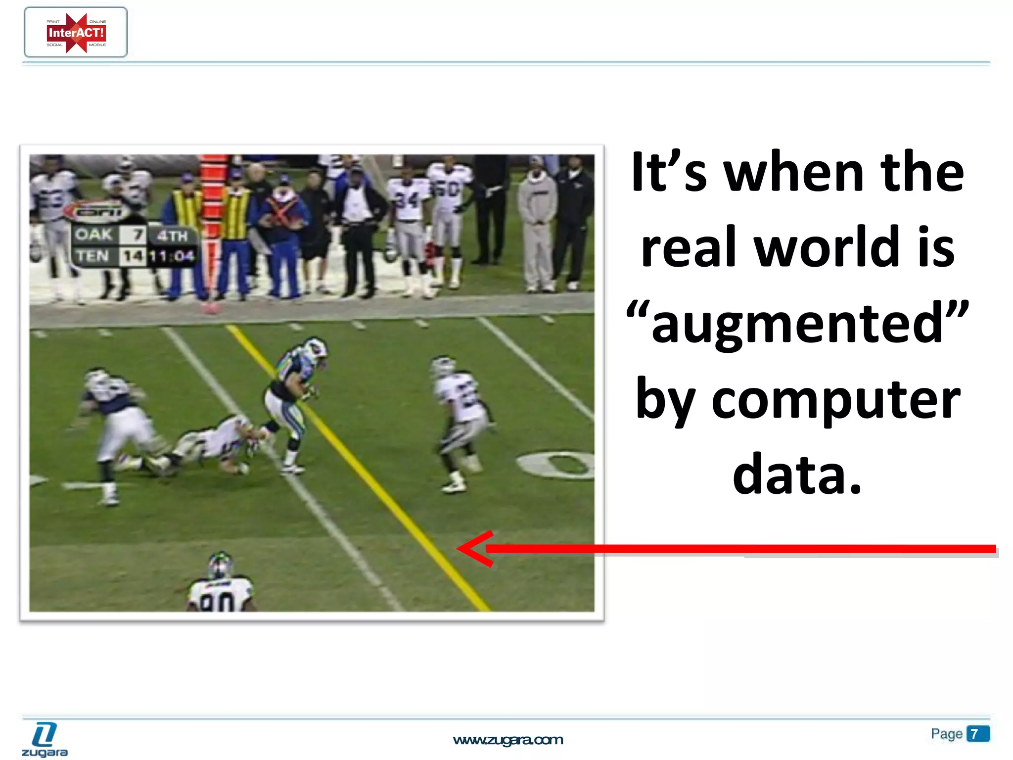 It’s when the real world is “augmented” by computer data. 