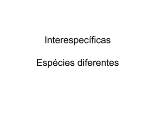 Interespecíficas
Espécies diferentes
 