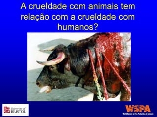 A crueldade com animais tem
relação com a crueldade com
humanos?
 
