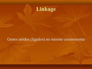 Linkage
Genes unidos (ligados) no mesmo cromossoma
 