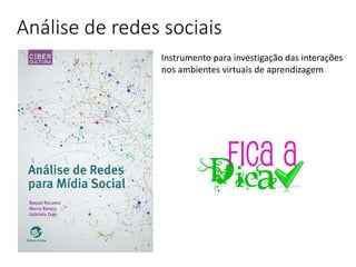 Análise de redes sociais
Instrumento para investigação das interações
nos ambientes virtuais de aprendizagem
 