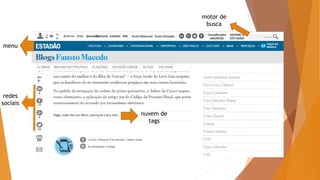 motor de
busca
redes
sociais
nuvem de
tags
menu
 