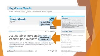 ranking de
notícias
e-mail dos
jornalistas
 