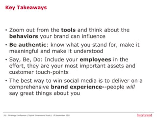 The best way to win social media is to deliver on a comprehensive brand experience--people will say great things about you| iStrategy Conference | Digital Dimensions Study | 13 September 201126