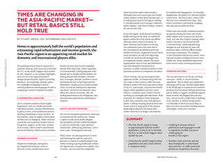 104 Best Retail Brands 2014
#BESTRETAILBRANDS
Asia-Pacific
This growing critical mass of consumers is
certainly enticing, with China set to overtake
the U.S. as the world’s biggest retail market
by 2016. However, as our analysis highlights,
there are few truly regional brands to
emerge despite the APAC region’s incredible
potential—not surprising, perhaps, given
the challenges of adapting to diverse
cultural preferences and languages as well as
navigating a variety of regulatory hurdles.
A fragmented landscape
Asia’s consumer markets remain highly
fragmented, both as a whole and within
individual markets. Genuine liberalization
is patchy at best, with traditional and local
retailing dominating in many markets. At
one extreme, there are highly concentrated
markets such as Singapore, where FairPrice
commands over 50 percent market share in
the grocery category; at the other, markets
such as India, where modern retail brands
remain dwarfed by traditional local retailers.
Winners expanding
Despite the challenges, and against
this fragmented backdrop, some of
this year’s most valuable Asian retail
brands are those that actively expanded
beyond their home base, either regionally
or internationally. Leading Japanese retail
brands such as Uniqlo and FamilyMart are
looking beyond their domestic customer
base to younger, dynamic markets in China
and Southeast Asia to fuel future growth.
Meanwhile, brands such as Chinese jeweler
Chow Tai Fook are finding that expansion
into third- and fourth-tier domestic cities
offers new sources of revenue. SM, the
leading retail brand in the Philippines, also
sees enormous potential for expanding its
footprint.
Digital driving expansion
The rise of smartphone penetration continues
to revolutionize the retail sector. Already
a region of early social media adopters,
the availability of faster mobile broadband
in Asia has facilitated a rapid spread of
information, influencing preference, and in
many cases, driving greater demand.
What’s more, by lowering barriers to entry
and removing the need for a physical
presence in remote or underdeveloped areas,
online retailing is giving traditional retailers
the opportunity to expand more rapidly. This,
of course, also increases the competitive
Home to approximately half the world’s population and
witnessing rapid urbanization and income-growth, the
Asia-Pacific region is an appetizing retail market for
domestic and international players alike.
Times are changing in
the Asia-Pacific market—
but retail basics still
hold true
By Stuart Green, CEO, Interbrand Asia-Pacific
threat from more agile online retailers.
Although there are no pure-play Asia-Pacific
online retailers on Best Retail Brands (yet!), it
is striking that many of the region’s leading
e-commerce players such as Japan’s Rakuten,
India’s Flipkart, and China’s Taobao, Tmall or
JD.com are web-only.
Across the region, multichannel retailing is
finally starting to take hold, as traditional
players realize that their online and offline
offerings need to work in harmony. In
Japan, Rakuten and Amazon are forcing
the traditional stores to do more and in
the concentrated and relatively protected
market of Australia, department stores David
Jones and Myers are only now beginning
to build-out omnichannel strategies due
to competitive threats. Indeed, the major
supermarkets such as Coles and Woolworths
may find themselves being forced to
innovate, or suffer a potential decline to their
dominant positions as competition broadens.
China’s Suning, the nation’s largest home
appliance retailer, is transforming itself into
an e-tailer so that it doesn't suffer the same
decline as some of the brick-and-mortar stores
in the U.S. and Europe. China has the world’s
largest online population and Asia's most
vibrant e-commerce sector, where virtually
anything can be bought and sold online. With
70 percent of e-tailing in China being peer
to peer and a consumer class with money to
spend, e-tailing is leaping ahead of brick-and-
mortar stores in many parts of the country.
Rapid digital adoption also means that
market maturity is no longer a prerequisite
for sophisticated engagement. For example,
Bangkok saw the launch of a (literally mobile)
virtual store—the first in Asia—when a BTS
SkyTrain was converted into a Big C store,
where consumers could shop by snapping
QR codes placed inside the train.
While some Asia-Pacific traditional retailers
are gamely joining this brave new world,
others appear to be trying to turn back the
clock. 2013 saw one of Japan’s leading online
fashion commerce sites launch WEAR,
a“showrooming” mobile app allowing
shoppers to scan barcodes in-store and
purchase online, with the offline retailer
receiving a commission. The response
to this innovative solution was mixed: some
Japanese retailers attempted to ban in-store
mobile use, while established department
stores such as Parco actively participated.
Targeting matters
The real story here is not the eye-catching
execution—rather, it is back-end data
capabilities. This is where true competitive
advantage will accrue. The less-hyped aspect
of the WEAR app is its potential as a massive
database of personalized clothing preferences
and its ability to suggest coordinated apparel
based on what the shopper likes and may
own, not just to sell a single item of clothing.
From Lawson’s 57 million-strong loyalty
card database to the local corner shop, at
least one rule of successful retailing remains
unchanged—know your customer.
SUMMARY
•	 The Asia-Pacific region is home
to approximately half the world’s
population; China is set to overtake
the U.S. as the world's biggest retail
market by 2016.
•	 China has the world’s largest online
population and Asia's most vibrant
e-commerce sector.
•	 Adapting to diverse cultural
preferences and languages as well
as regulatory hurdles may prove
challenging for
brands in this region.
•	 Retailers must innovate and use
data strategically to understand
the customer—or suffer potential
decline as competition increases.
 