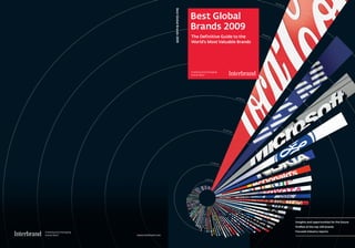 60.0
                                                                                                                            00
                                                                                                                               $   m




                     Best Global Brands 2009
                                               Best Global
                                               Brands 2009
                                                                                                   50.0
                                               The Definitive Guide to the                                00
                                                                                                             $   m

                                               World‘s Most Valuable Brands




                                                                                       30.00
                                                                                            0 $m




                                                                        20.00
                                                                                0 $m




                                                          10.000
                                                                   $m




                                                     5.000 $m




                                                                                                                                       Insights and opportunities for the future
                                                                                                                                       Profiles of the top 100 brands
                                                                                                                                       Focused industry reports
www.interbrand.com
 