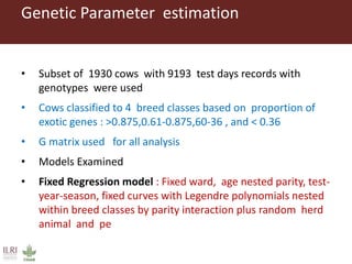 The  application of several genomic models  for the  analysis  of small holder  dairy cattle data