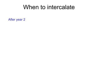 When to intercalate
After year 2
 