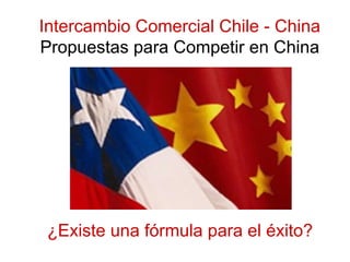 ¿Existe una fórmula para el éxito? Intercambio Comercial Chile - China Propuestas para Competir en China 