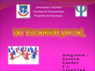 Universidad Yacambú Facultad de Humanidades Programa de Psicología  Integrante : Genesis Guedez  C.I: 21505268 