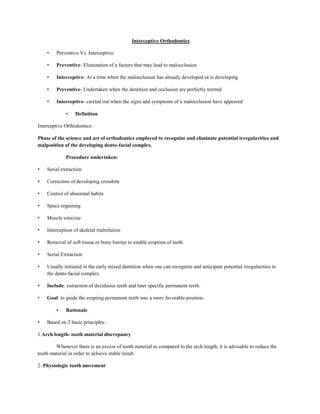 Interceptive Definition Interceptive orthodontics | DOCX