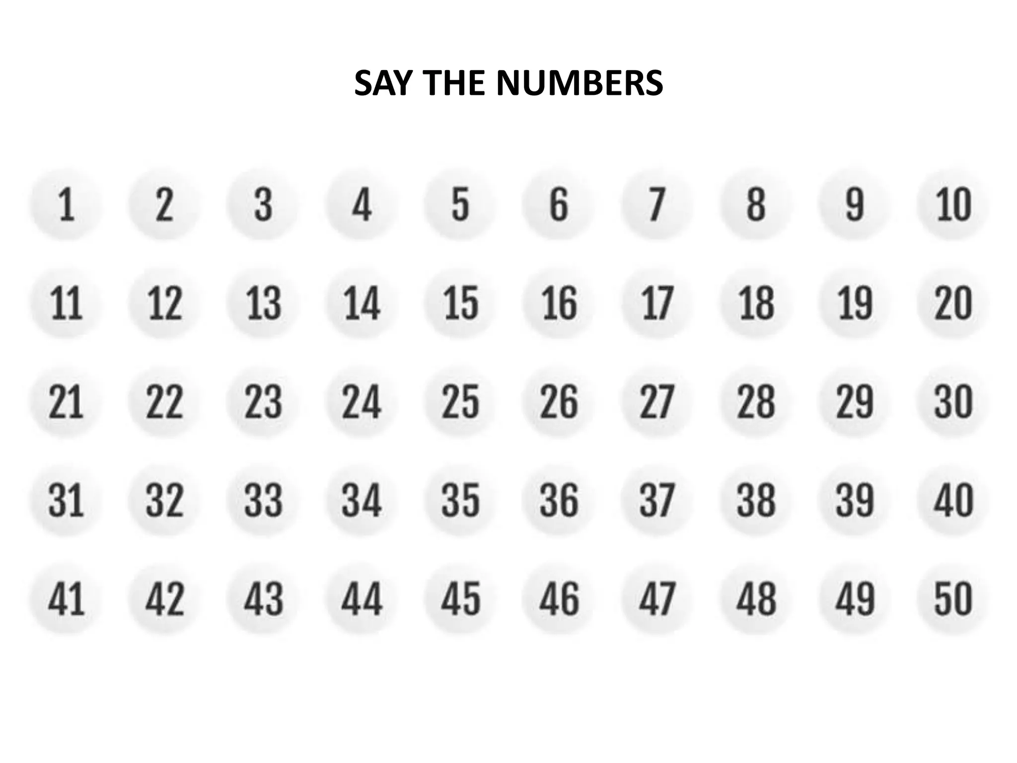 SAY THE NUMBERS
 