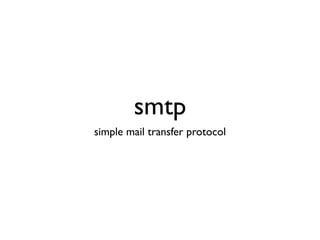 smtp
simple mail transfer protocol
 