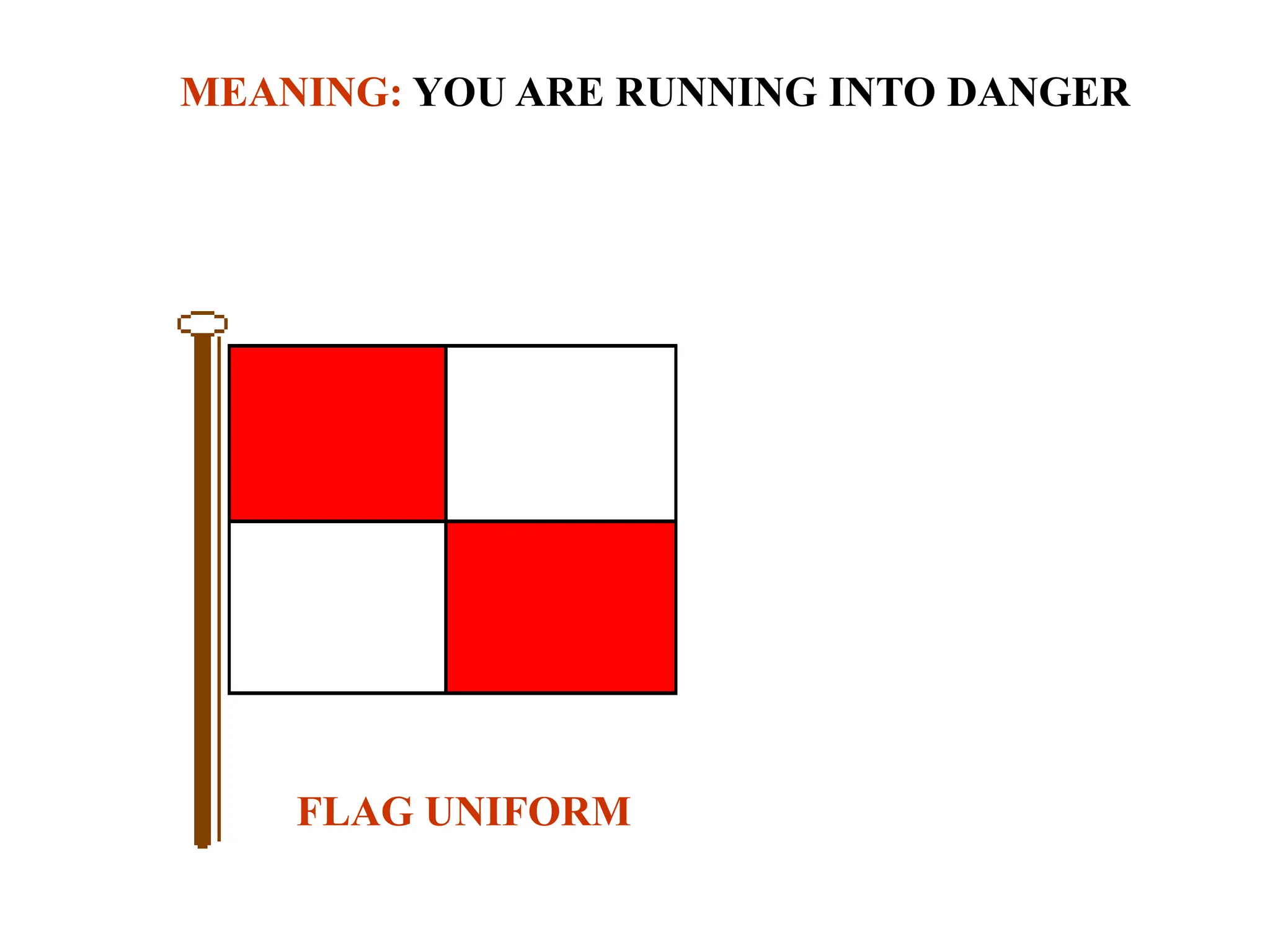 MEANING: YOU ARE RUNNING INTO DANGER
FLAG UNIFORM
 