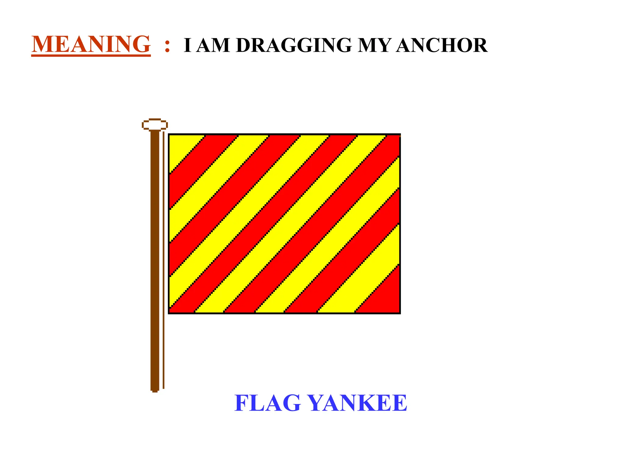 FLAG YANKEE
MEANING : I AM DRAGGING MY ANCHOR
 