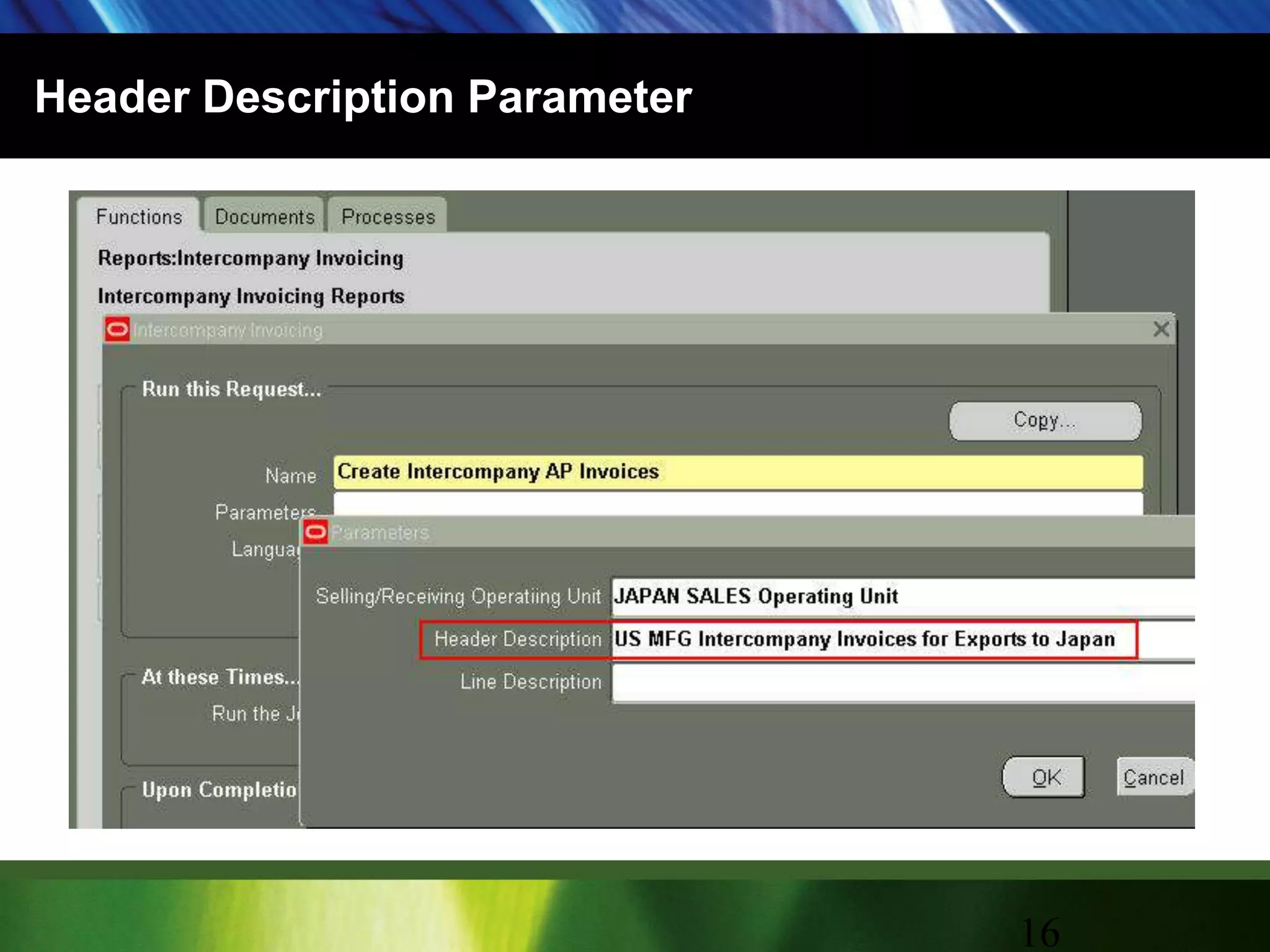 Header Description Parameter 16