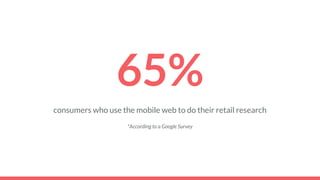 65%
consumers who use the mobile web to do their retail research
*According to a Google Survey
 