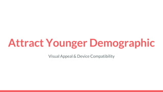 Attract Younger Demographic
Visual Appeal & Device Compatibility
 