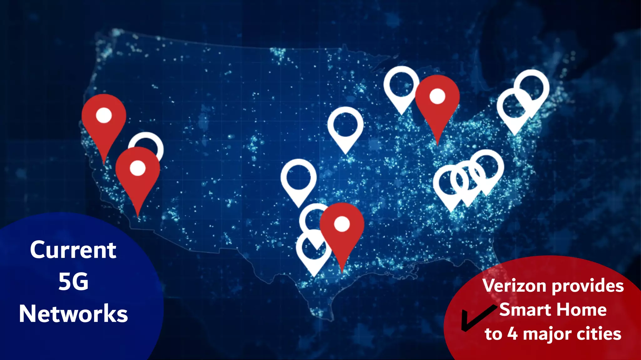 Current
5G
Networks
Verizon provides
Smart Home
to 4 major cities