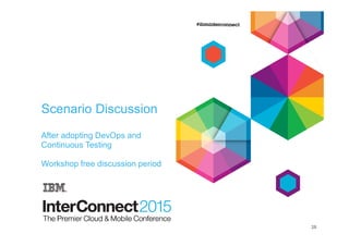 Scenario Discussion
After adopting DevOps and
Continuous Testing
Workshop free discussion period
28
 