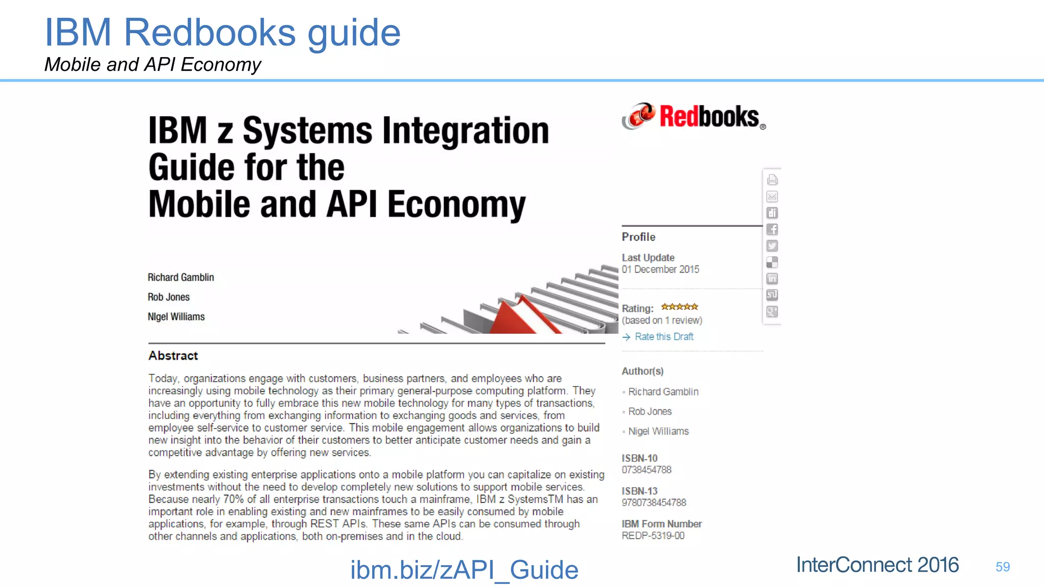 ibm.biz/zAPI_Guide
IBM Redbooks guide
Mobile and API Economy
59
 