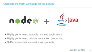 87
● Highly performant, scalable rich web applications
● Highly performant, reliable transaction processing
● Self-contained micro-service components
Choosing the Right Language for the Service
+
 