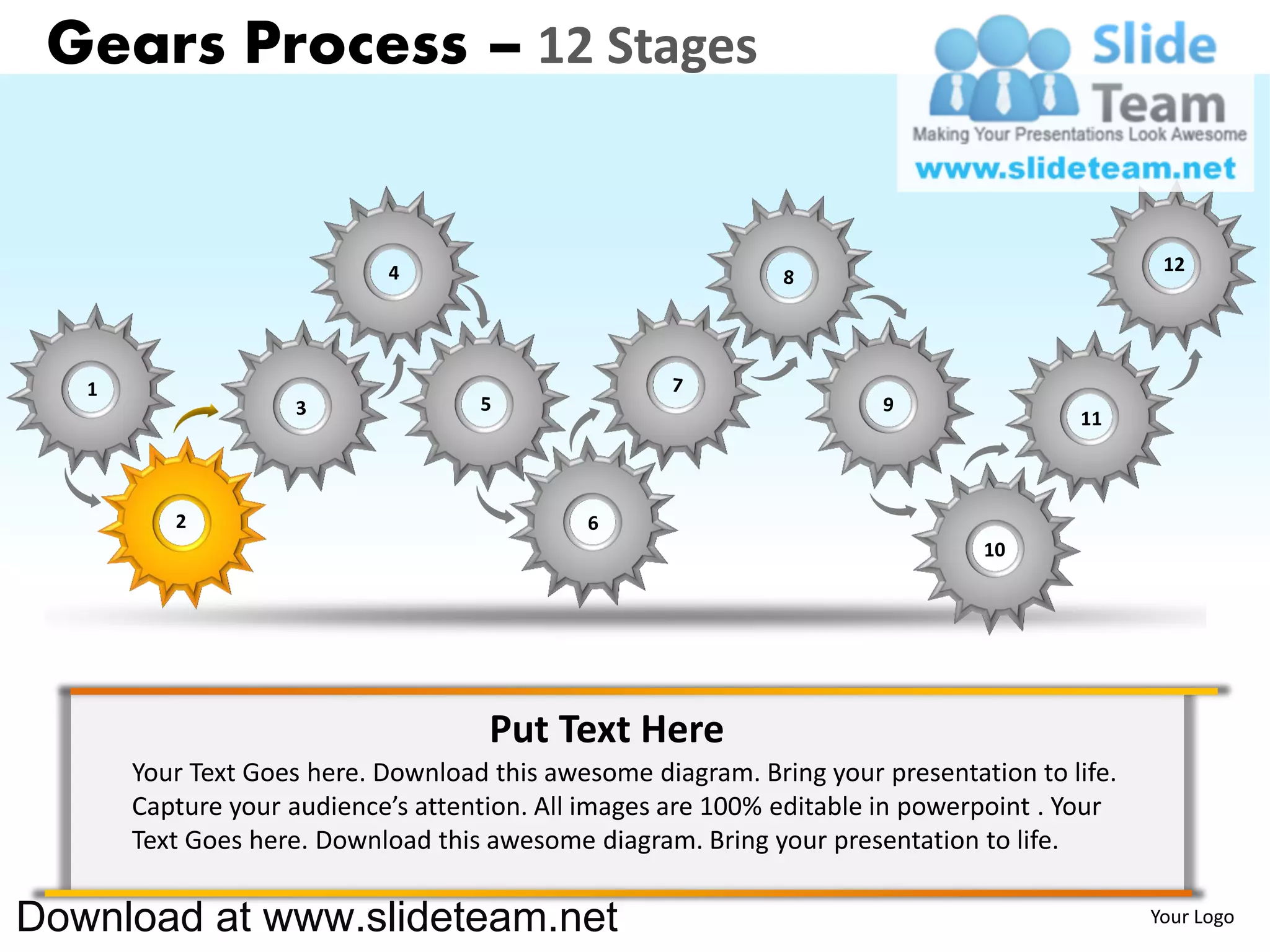 Interconnected gear pieces smart arts process 12 stages style 1 ...