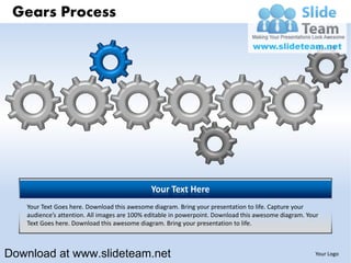 Interconnected gear pieces smart arts process 6 stages powerpoint ...