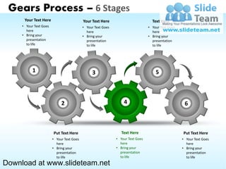 Interconnected gear pieces smart arts process 6 stages style 1 ...