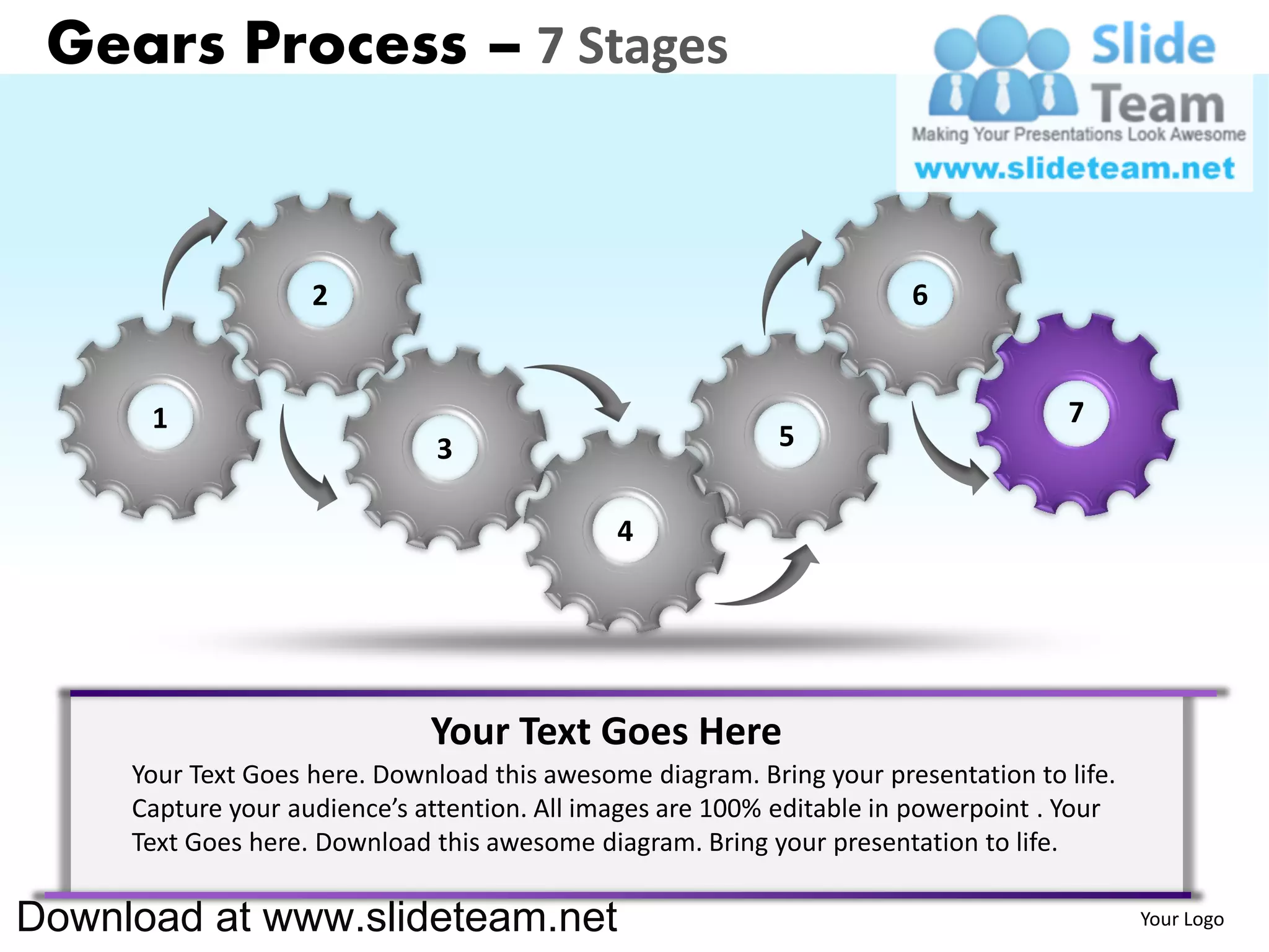 Interconnected gear pieces smart arts process 7 stages style 1 ...