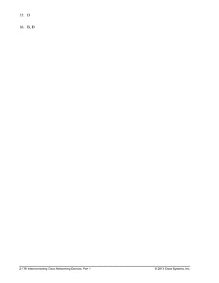 15. D
16. B, D
2-178 Interconnecting Cisco Networking Devices, Part 1 © 2013 Cisco Systems, Inc.
 