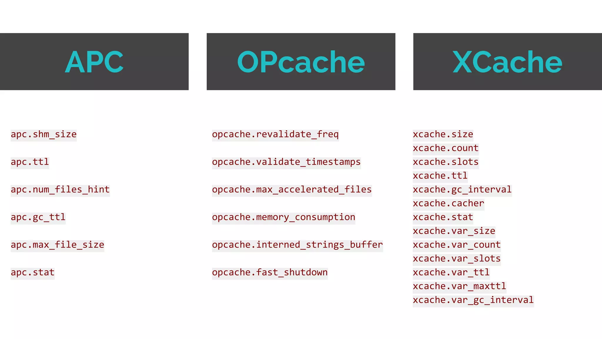 APC OPcache XCache 
 