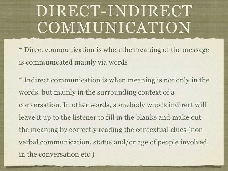 Direct And Indirect Verbal Communication