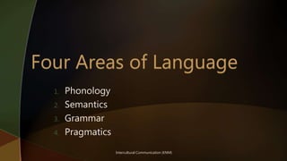 Intercultural Communication (KNM)
1. Phonology
2. Semantics
3. Grammar
4. Pragmatics
 