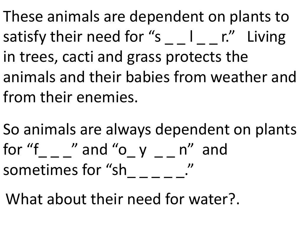 Plants and animals depend on each other. (teach 2nd/3rd grade)