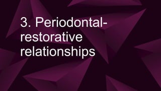 3. Periodontal-
restorative
relationships
 
