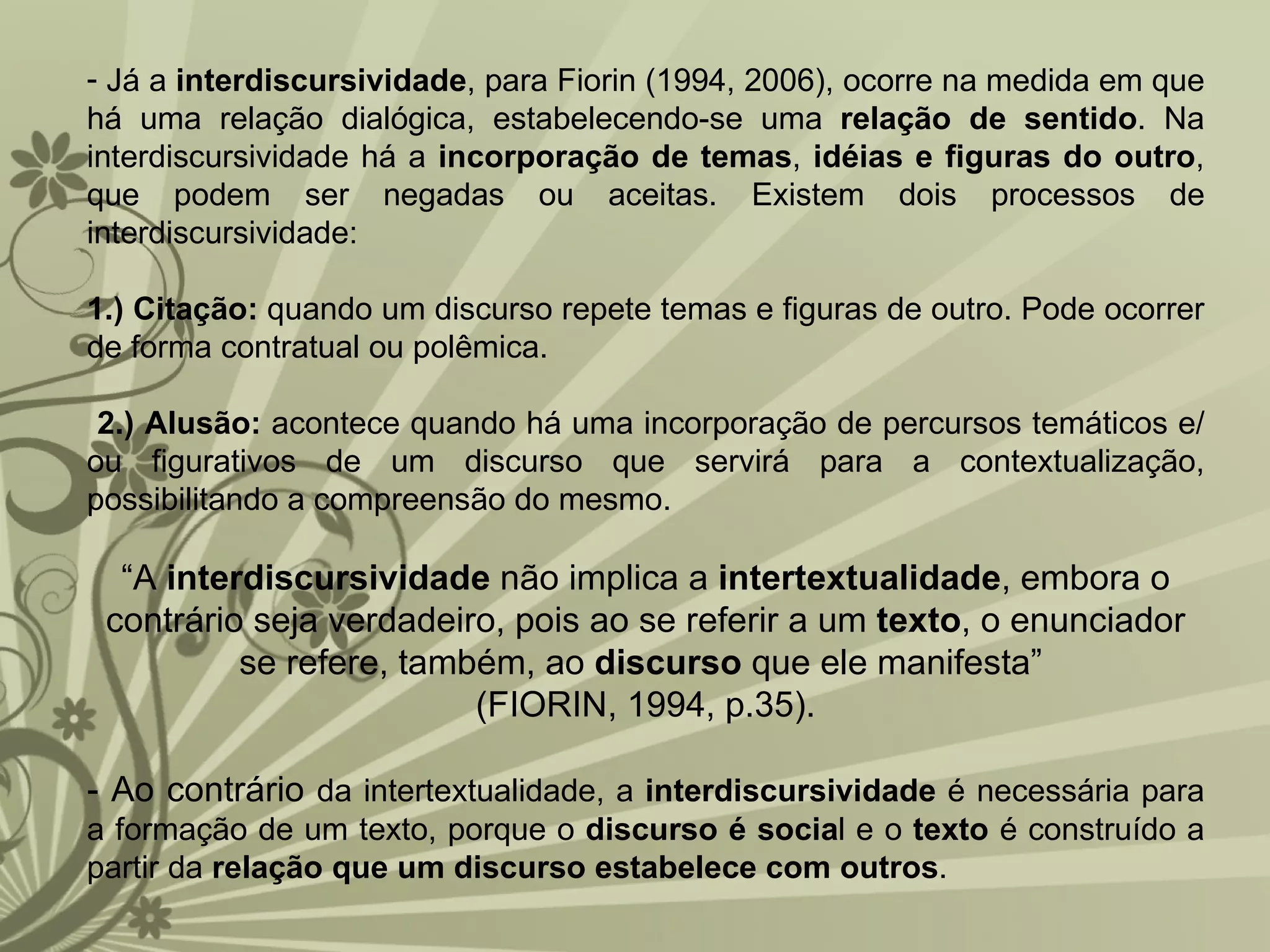 Interdiscursividade e intertextualidade | PPT